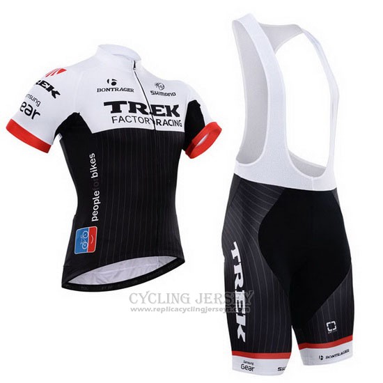 2015 Cycling Jersey Trek Factory Racing Factory Racing White and Black Short Sleeve and Bib Short